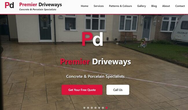 Premier Driveways desktop view